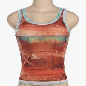 Women's Abstract Rust Scoop Neck Tank Top